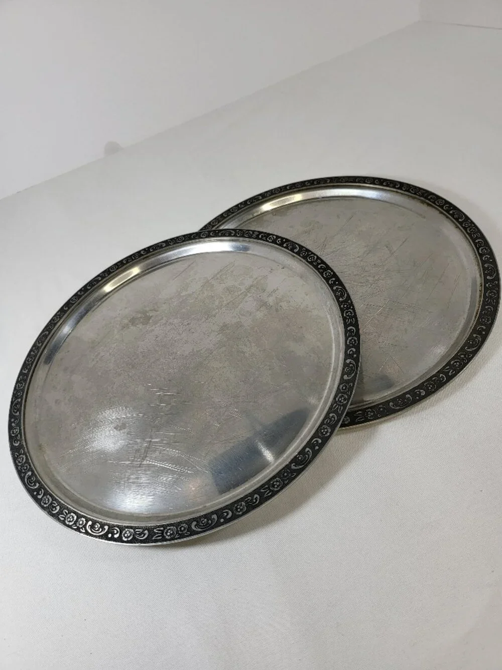 Set of 2 Vintage Oneida Custom Mediterranea 18/8 Stainless Steel Serving Trays
